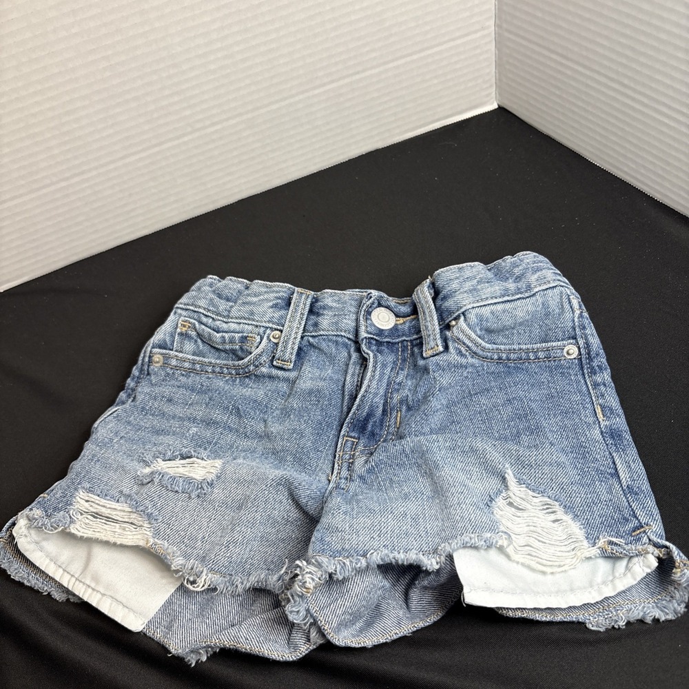 OLD NAVY Hi-Rise Light Denim Distressed Adjustable Waist Girls Shorts Size 5